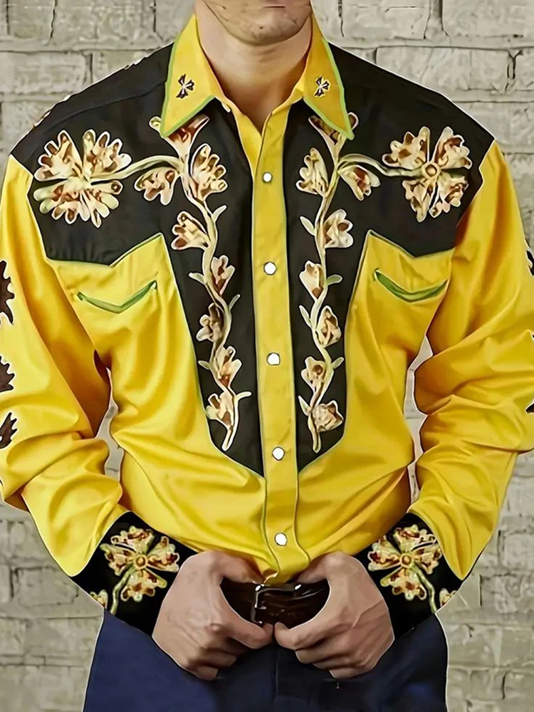 Men Western Cowboy Shirt Long Sleeve Floral Embroidered Button Tops Vintage Loose British Ethnic Shirts Rodeo Dance Party Shirts
Men Western Cowboy Shirt Long Sleeve Floral Embroidered Button Tops Vintage Loose British Ethnic Shirts Rodeo Dance Party Shirts