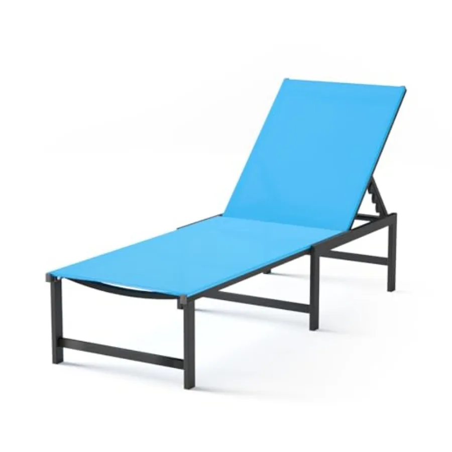 Outdoor Aluminum Patio Lounge Chair with 5 Adjustable Backrest and Headrest Pillows Blue for Beach and Garden Use
Outdoor Aluminum Patio Lounge Chair with 5 Adjustable Backrest and Headrest Pillows Blue for Beach and Garden Use