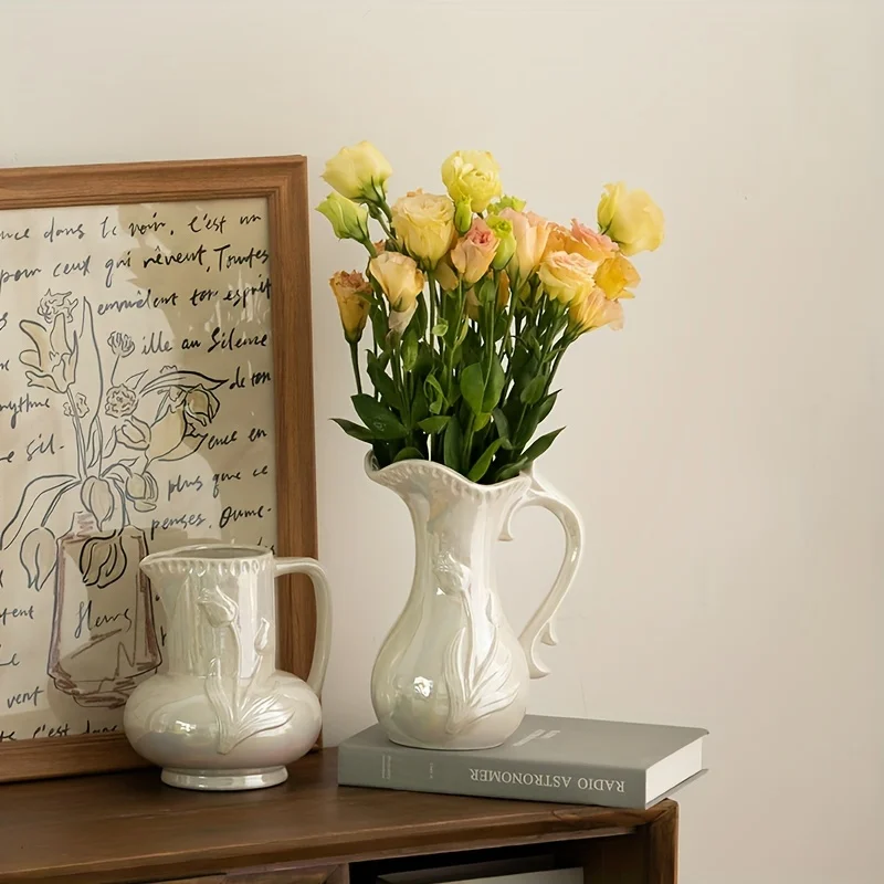 1pc Exquisite Vintage-Inspired Cylinder Ceramic Vase - Elegant Floral Pattern, Retro-Style Flower Pitcher for Artificial Flowers
1pc Exquisite Vintage-Inspired Cylinder Ceramic Vase - Elegant Floral Pattern, Retro-Style Flower Pitcher for Artificial Flowers