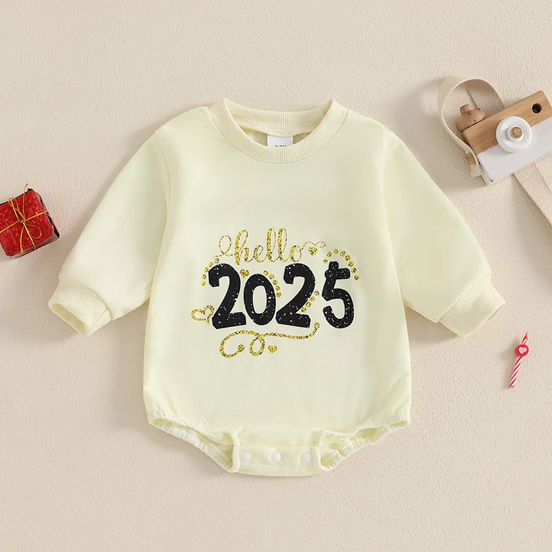 Infant Long Sleeve Crew Neck Letter Print Bodysuit Newborn Playsuit Baby Boys Girls Romper for New Year
Infant Long Sleeve Crew Neck Letter Print Bodysuit Newborn Playsuit Baby Boys Girls Romper for New Year
