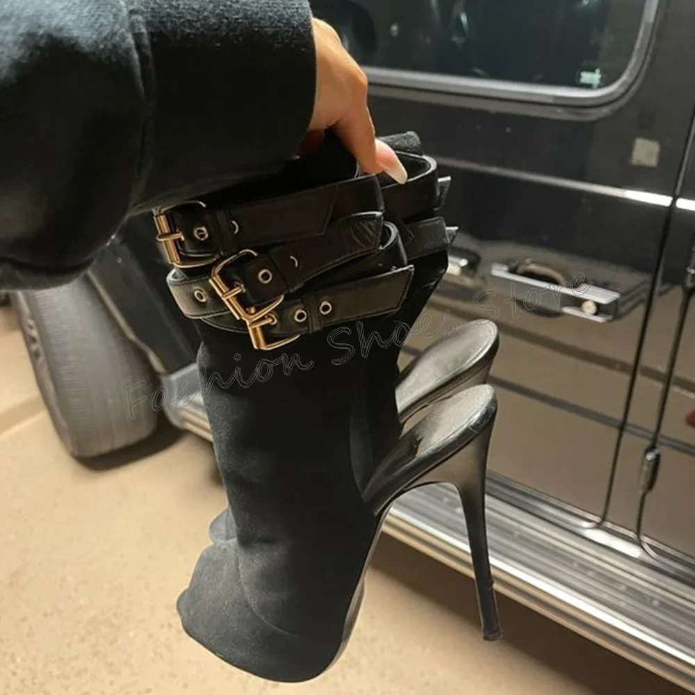 Black Peep Toe Side Zipper Boots Buckle Decor Stilettos High Heels High Heel Shoes for Women Heels 2025 New Zapatos Para Mujere
Black Peep Toe Side Zipper Boots Buckle Decor Stilettos High Heels High Heel Shoes for Women Heels 2025 New Zapatos Para Mujere