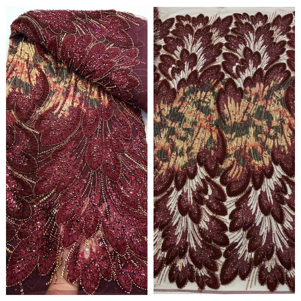 French Sequins Beads Lace Fabric 2026 New High Quality African Embroidery Lace Fabric For 5Yards Women Luxury Party Dresses
French Sequins Beads Lace Fabric 2026 New High Quality African Embroidery Lace Fabric For 5Yards Women Luxury Party Dresses