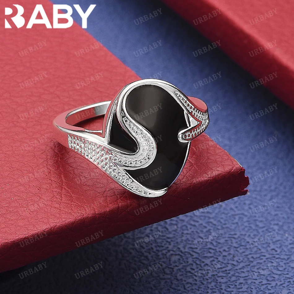 URBABY 925 Sterling Silver Size 7-10 Black Geometric Ring Fashion Jewelry Charm Grace Noble Wedding Accessories
URBABY 925 Sterling Silver Size 7-10 Black Geometric Ring Fashion Jewelry Charm Grace Noble Wedding Accessories
