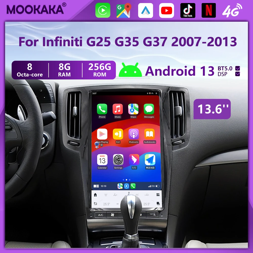 13,6-дюймовый Carplay для Infiniti G25 G35 G37 2007-2013 Android13 8-ядерный автомобильный мультимедийный плеер стереоприемник радио GPS 4G WIFI BT
13,6-дюймовый Carplay для Infiniti G25 G35 G37 2007-2013 Android13 8-ядерный автомобильный мультимедийный плеер стереоприемник радио GPS 4G WIFI BT