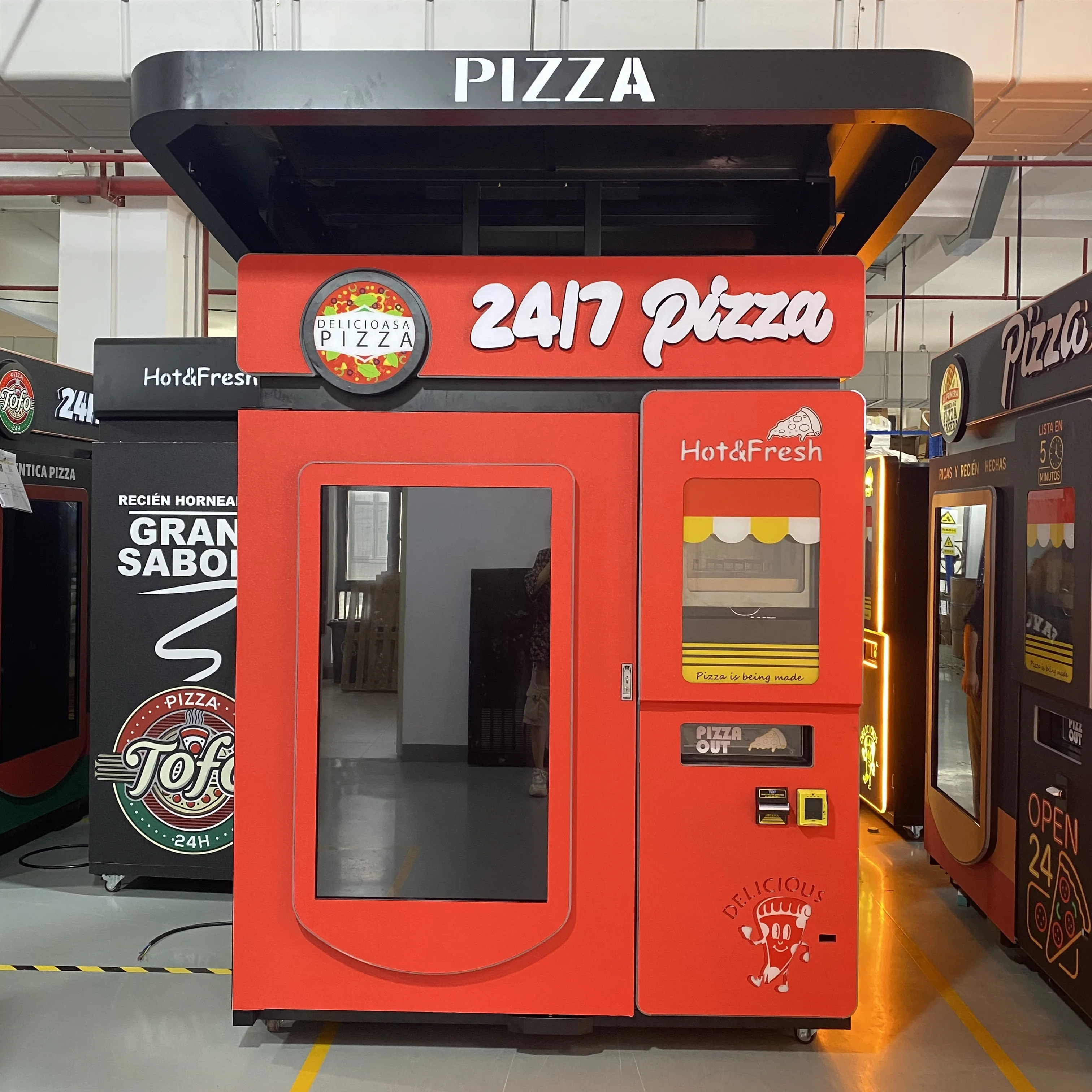 Customized Rain Shelter Hot Pizza Vending Machine Smart Fully Automatic 72PCS Capacity Wheels Can Be Fixed 500KG Stable Mountain
Customized Rain Shelter Hot Pizza Vending Machine Smart Fully Automatic 72PCS Capacity Wheels Can Be Fixed 500KG Stable Mountain