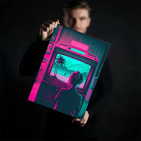 Punk Style Poster Synthwave Vaporwave Car Sunset Wall Art Modern Canvas Painting For Home Living Room Decor Pictures Prints