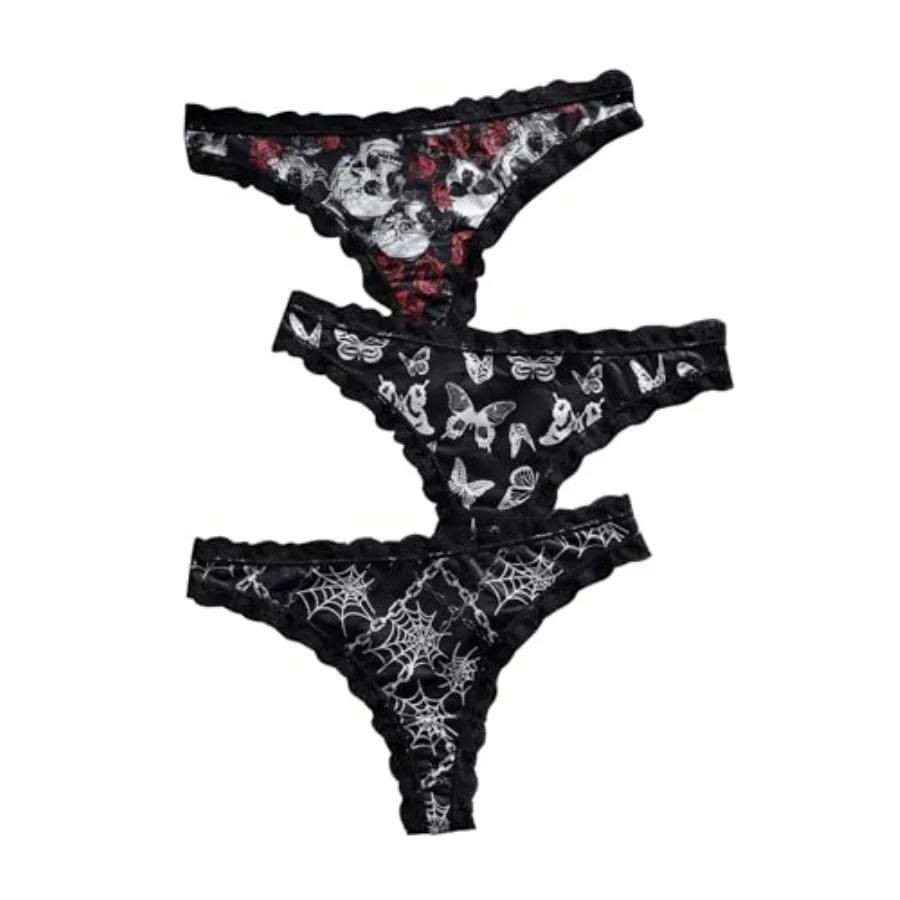 SOLY HUX Women's Gothic Lace Trim Thongs 3 Packs Funny Printed Panties Sexy Underwear
SOLY HUX Women's Gothic Lace Trim Thongs 3 Packs Funny Printed Panties Sexy Underwear