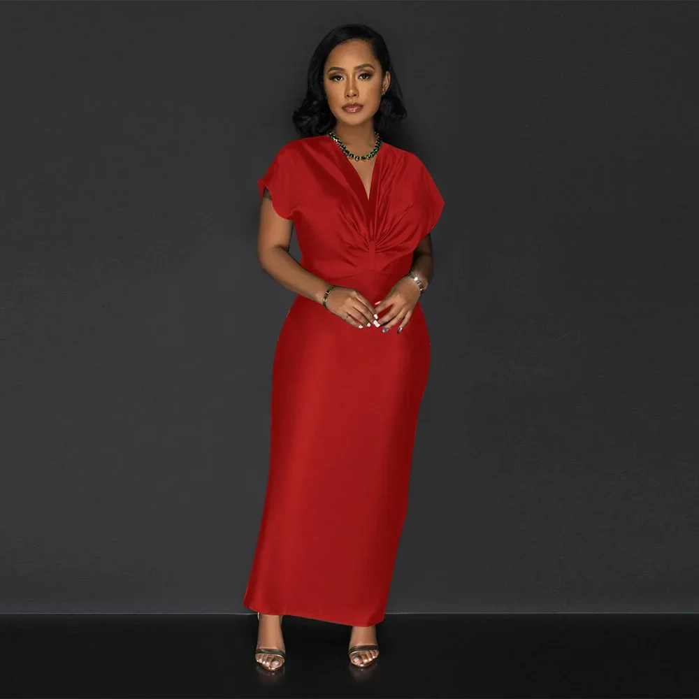 Women Short Sleeve High Waist Ruched Business Dresses 2024 Summer Elegant V Neck Formal Hip Package Back Split Prom Long Dress
Women Short Sleeve High Waist Ruched Business Dresses 2024 Summer Elegant V Neck Formal Hip Package Back Split Prom Long Dress