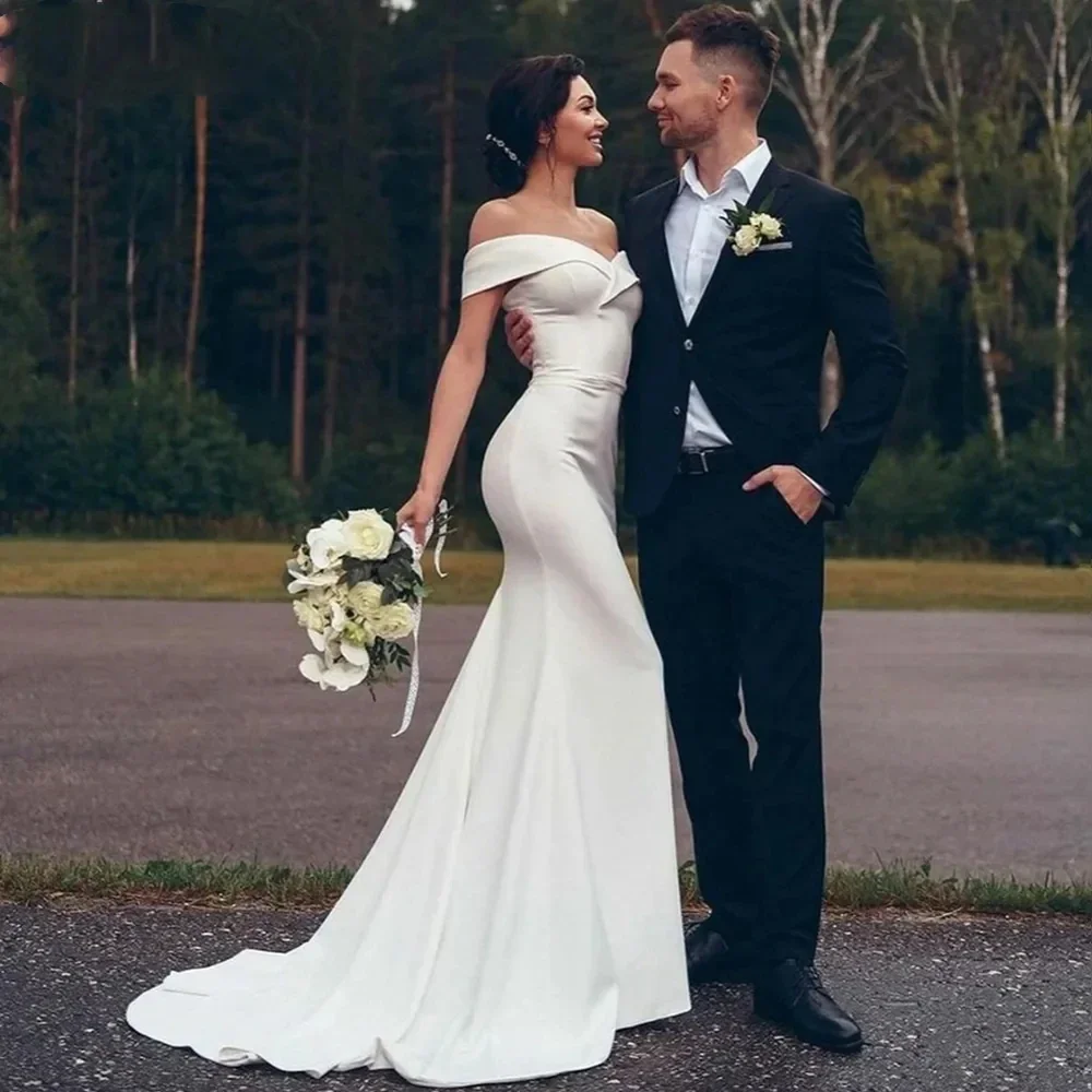 Mermaid sexy elegant V-neck off-the-shoulder satin romantic wedding bridal package hip train wedding dress Vestidos de novia
Mermaid sexy elegant V-neck off-the-shoulder satin romantic wedding bridal package hip train wedding dress Vestidos de novia
