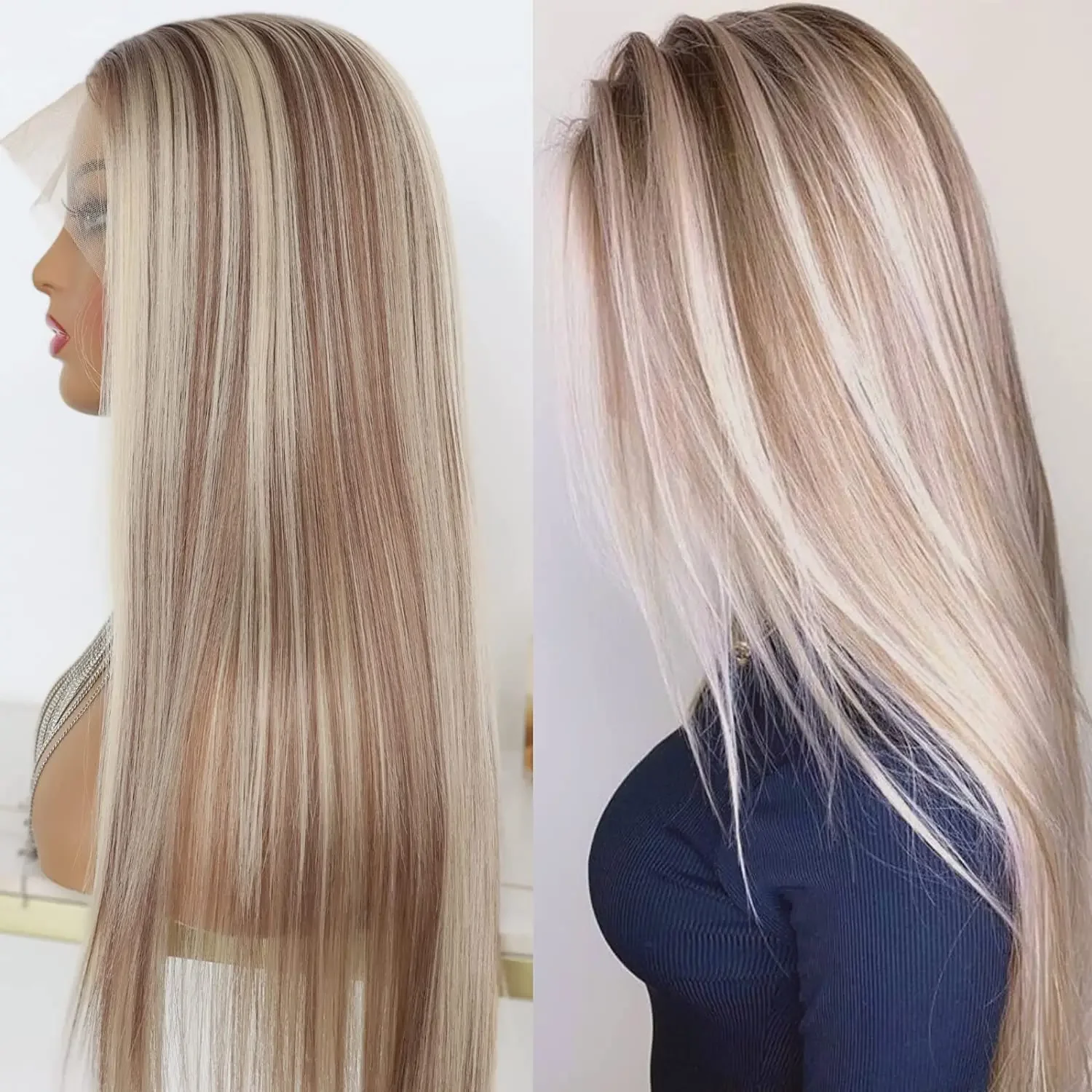 Heat Resistant Fiber Hair Lace Front Wigs Ombre Brown Highlight Blond Synthetic Wig For Women
Heat Resistant Fiber Hair Lace Front Wigs Ombre Brown Highlight Blond Synthetic Wig For Women