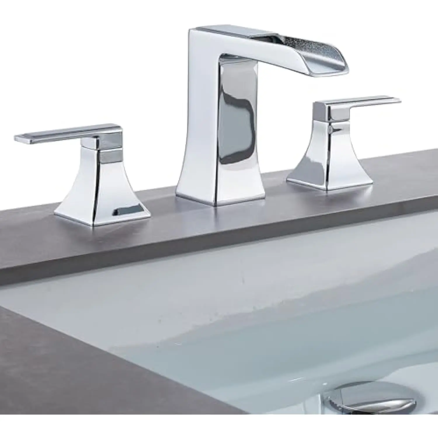 Chrome Bathroom Faucet 3 Hole, Waterfall Bathroom Faucets for 8 Inch Widespread or 4-Inch Centerset Sink, Chrome Two Handle Van
Chrome Bathroom Faucet 3 Hole, Waterfall Bathroom Faucets for 8 Inch Widespread or 4-Inch Centerset Sink, Chrome Two Handle Van