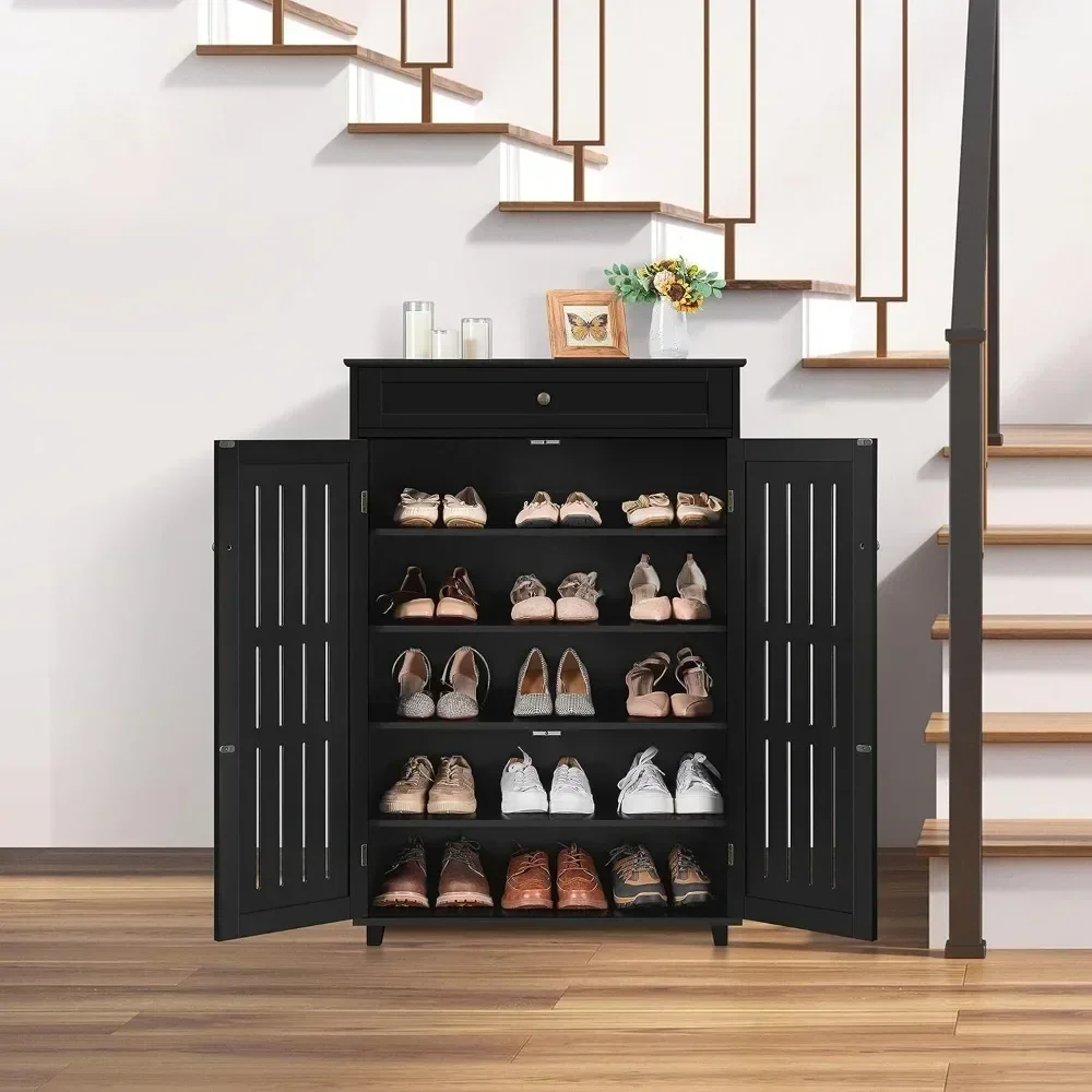 5-Tier Shoe Rack Organizer with 1 Drawer, Shoe Cabinet, Freestanding Wooden Shoe Storage Cabinet
5-Tier Shoe Rack Organizer with 1 Drawer, Shoe Cabinet, Freestanding Wooden Shoe Storage Cabinet
