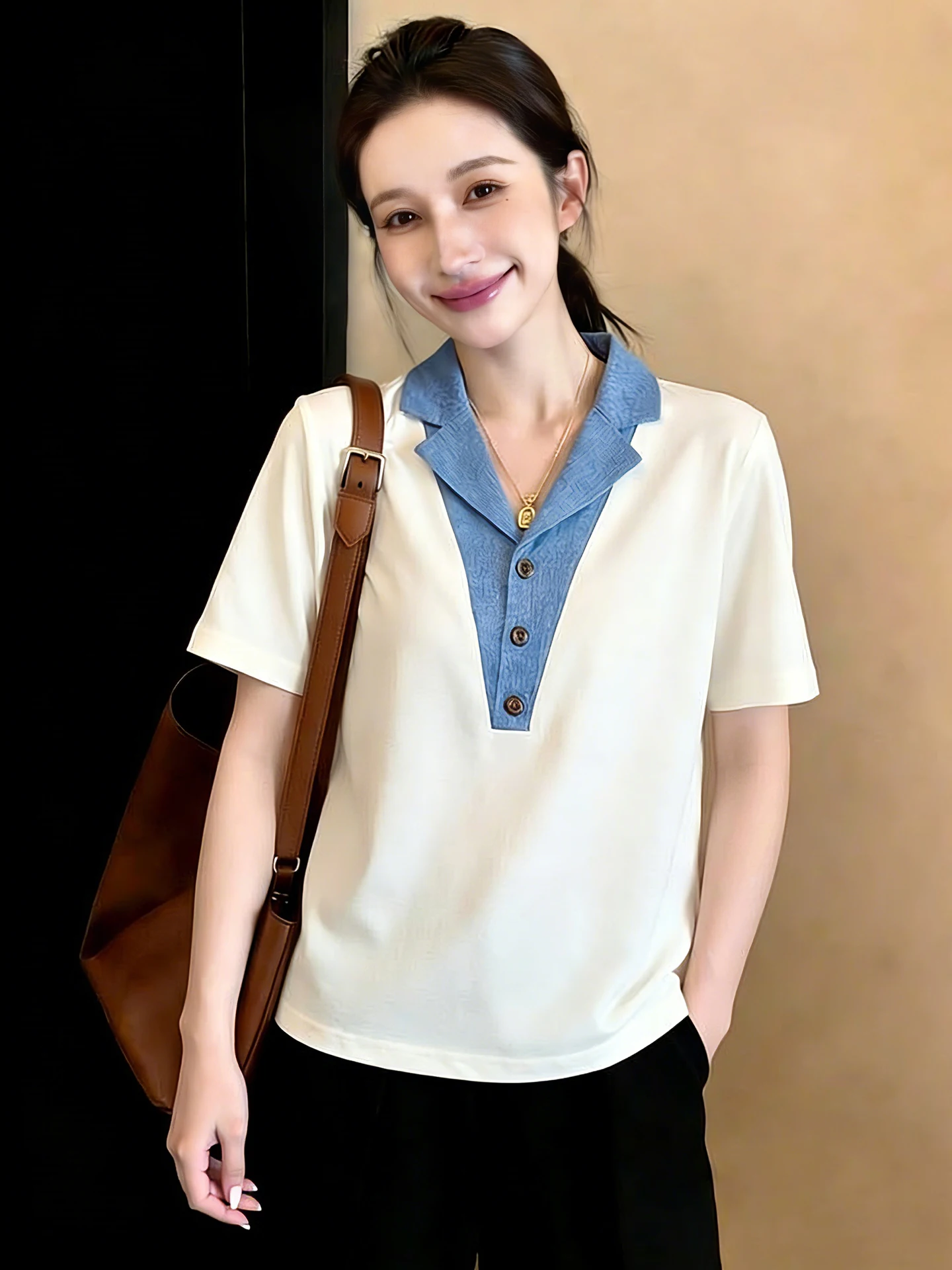 Unique Loose Short Sleeve T-Shirt Overhead Korean Style Spring Summer Color Block Design Casual Comfortable Women's Top
Unique Loose Short Sleeve T-Shirt Overhead Korean Style Spring Summer Color Block Design Casual Comfortable Women's Top