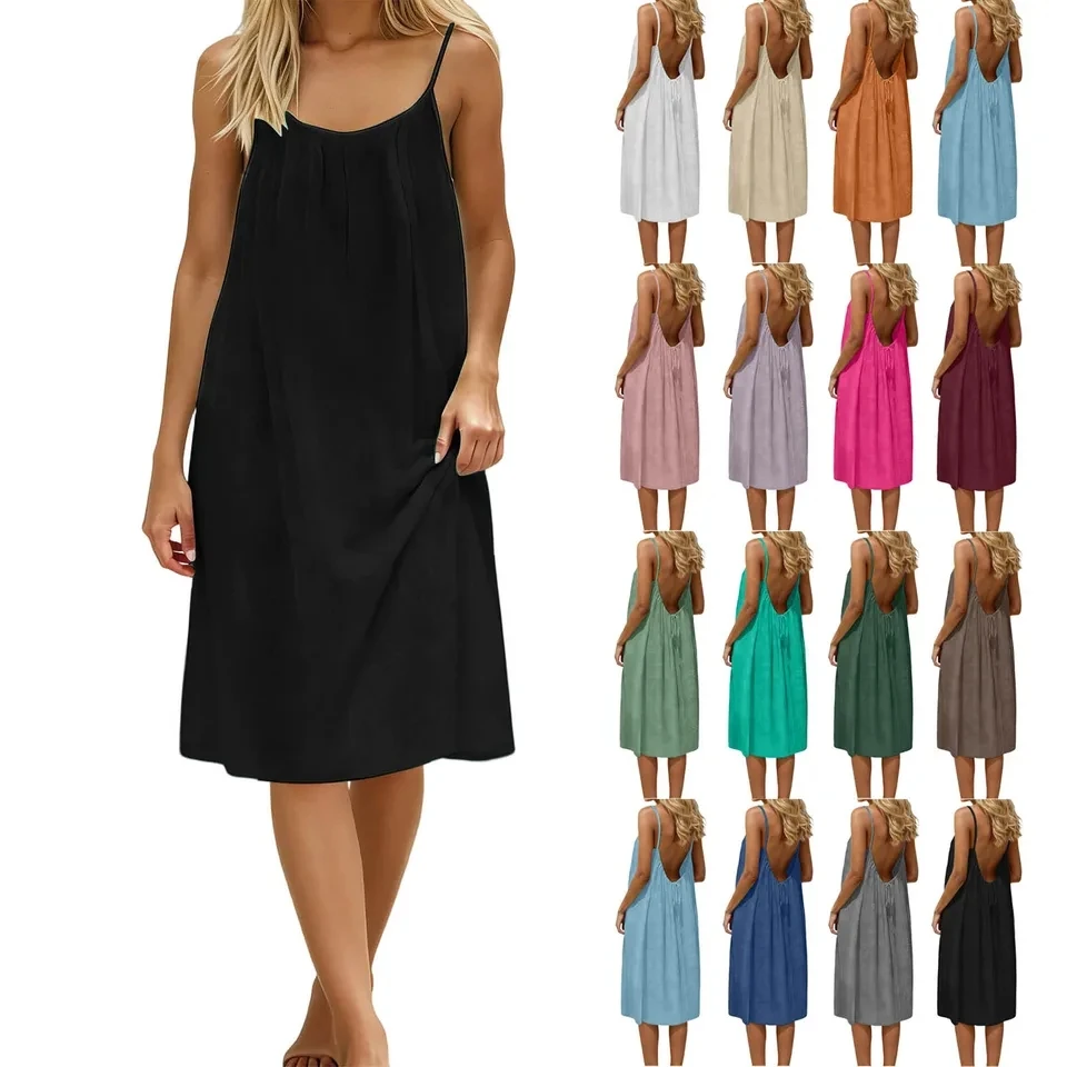 2026 Bohemian Backless Beach Dress Sexy Women's Suspender Dresses Summer New Solid Color Holiday Sundress Vestido Feminino
2026 Bohemian Backless Beach Dress Sexy Women's Suspender Dresses Summer New Solid Color Holiday Sundress Vestido Feminino