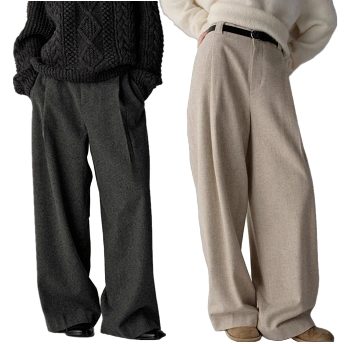 Jenny&dave French Elegant Gray Color Oat Color Wide Leg Pants Women Minimalist High Waisted Thick Winter Pants Straight Pants
Jenny&dave French Elegant Gray Color Oat Color Wide Leg Pants Women Minimalist High Waisted Thick Winter Pants Straight Pants