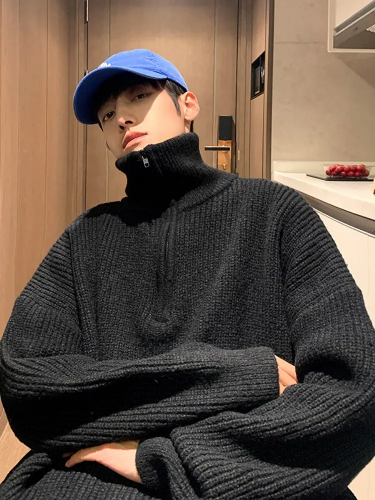 Удобный мужской вязаный свитер с высоким воротником, свободного кроя, повседневный, однотонный, с длинными рукавами, для подростков, весна-осень
Удобный мужской вязаный свитер с высоким воротником, свободного кроя, повседневный, однотонный, с длинными рукавами, для подростков, весна-осень