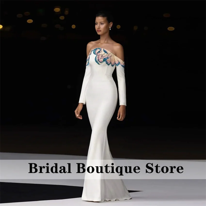 White Evening Dress Long Sleeves 2025 Beads Crystals Birthday Party Prom Gown Luxury Wedding Party Gown Customized
White Evening Dress Long Sleeves 2025 Beads Crystals Birthday Party Prom Gown Luxury Wedding Party Gown Customized