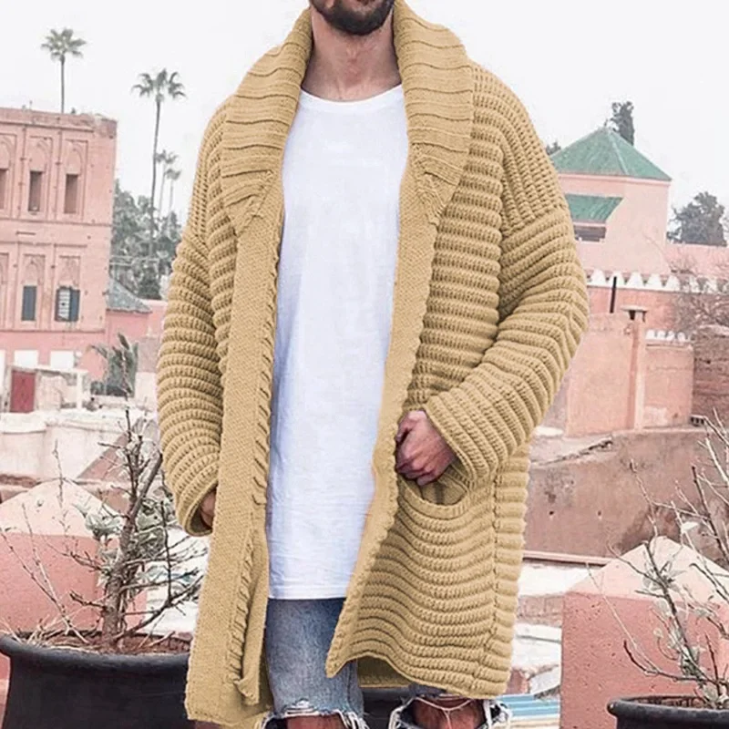 Men's Autumn and Winter Men's Fashion Mid-length Cardigan Sweater with Lapel Long Sleeve Casual Pocket Woolen Coat
Men's Autumn and Winter Men's Fashion Mid-length Cardigan Sweater with Lapel Long Sleeve Casual Pocket Woolen Coat