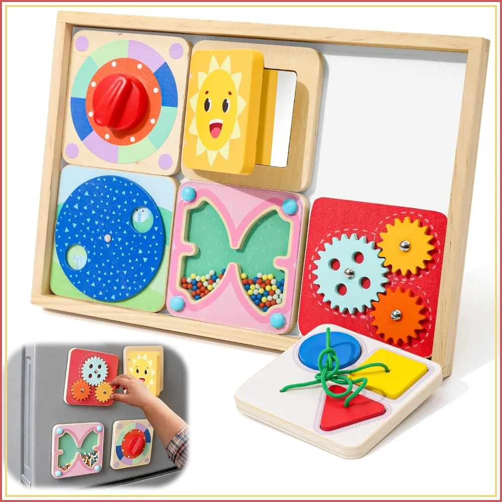 6-in-1 Montessori Busy Board for 1 Year Old, Magnetic Sensory Toys, Wooden Activity Board, Fine Motor Skills Toys for Boys & Girls, Birthday Gifts
6-in-1 Montessori Busy Board for 1 Year Old, Magnetic Sensory Toys, Wooden Activity Board, Fine Motor Skills Toys for Boys & Girls, Birthday Gifts
