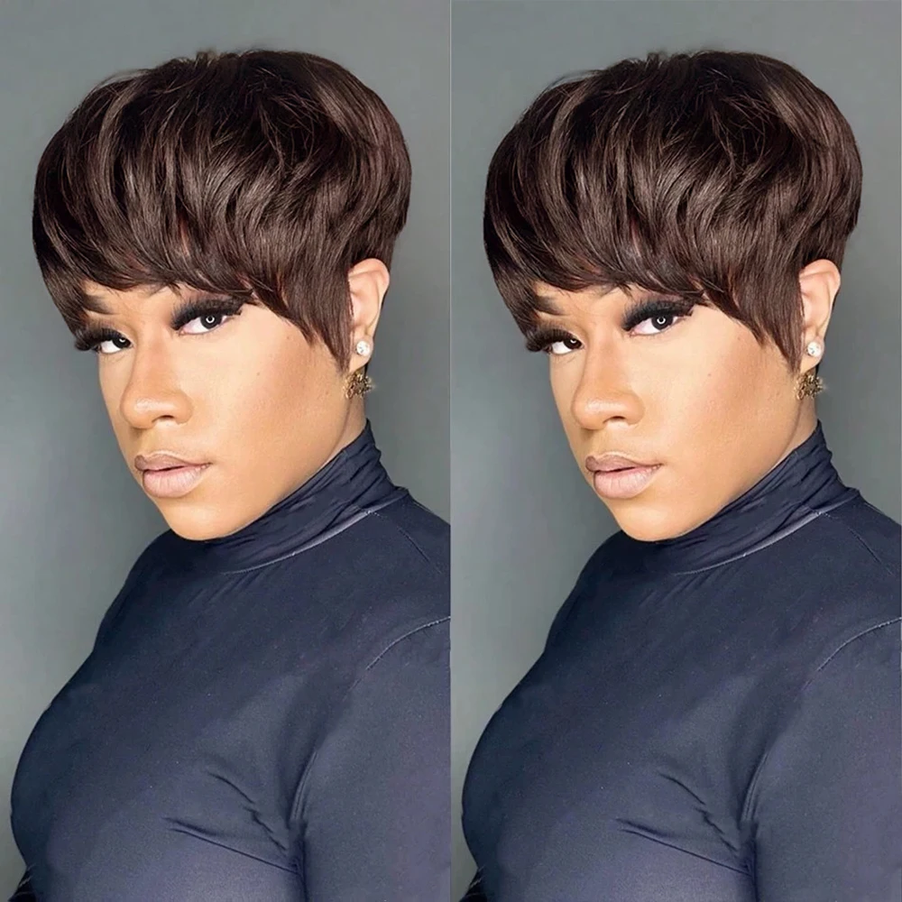 Short Human Hair Wigs Pixie Cut Straight for Women Machine Made Wigs With Bangs Natural Color Brown 99J Cosplay Wig
Short Human Hair Wigs Pixie Cut Straight for Women Machine Made Wigs With Bangs Natural Color Brown 99J Cosplay Wig