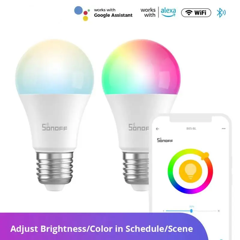 SONOFF B05-BL Умная лампочка Wi-Fi E26 E27 RGB Светодиодная лампа Теплый белый цвет с регулируемой яркостью Приложение Голосовое управление для Alexa
SONOFF B05-BL Умная лампочка Wi-Fi E26 E27 RGB Светодиодная лампа Теплый белый цвет с регулируемой яркостью Приложение Голосовое управление для Alexa