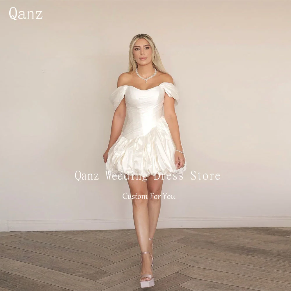 Qanz Classic Wedding Dress Off Shoulder Satin Short A Line Vestido De Novia Boda Mini Pleat Plus Size Bridal Gowns Customized
Qanz Classic Wedding Dress Off Shoulder Satin Short A Line Vestido De Novia Boda Mini Pleat Plus Size Bridal Gowns Customized