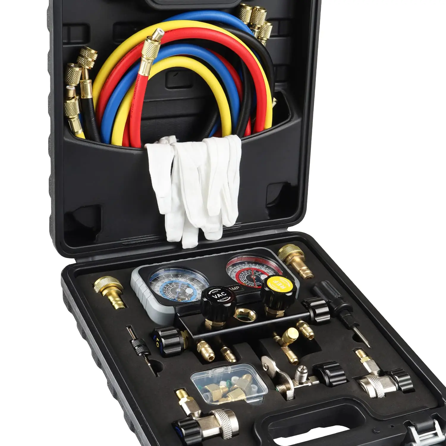 Lichamp AC R1234YF R134A Gauge Set, Automotive 4 Valve Manifold Gauge Compatible with R1234YF R134A
Lichamp AC R1234YF R134A Gauge Set, Automotive 4 Valve Manifold Gauge Compatible with R1234YF R134A