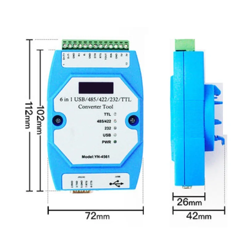 6-in-1YN4561 Serial Port Module CP210X Interchange Serial Port FT232 USB/485/422/232/TTL
6-in-1YN4561 Serial Port Module CP210X Interchange Serial Port FT232 USB/485/422/232/TTL