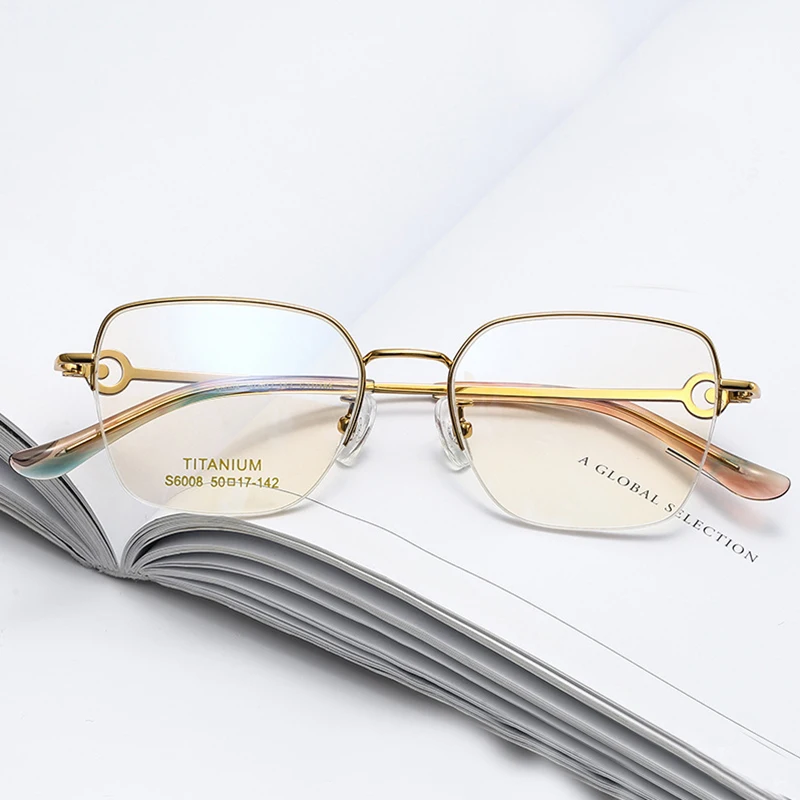 2024 New S6008 Pure Titanium Eyeglass Frame Women's High Quality Half Frame Fashion Designer Personalized Retro Glasses
2024 New S6008 Pure Titanium Eyeglass Frame Women's High Quality Half Frame Fashion Designer Personalized Retro Glasses