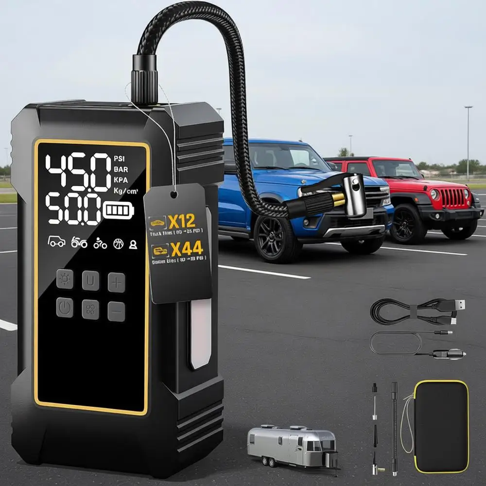 Портативный автомобильный компрессор 12000 мАч, 150 PSI, двойное питание 12 В и беспроводной воздушный насос для шин легковых и грузовых автомобилей
Портативный автомобильный компрессор 12000 мАч, 150 PSI, двойное питание 12 В и беспроводной воздушный насос для шин легковых и грузовых автомобилей