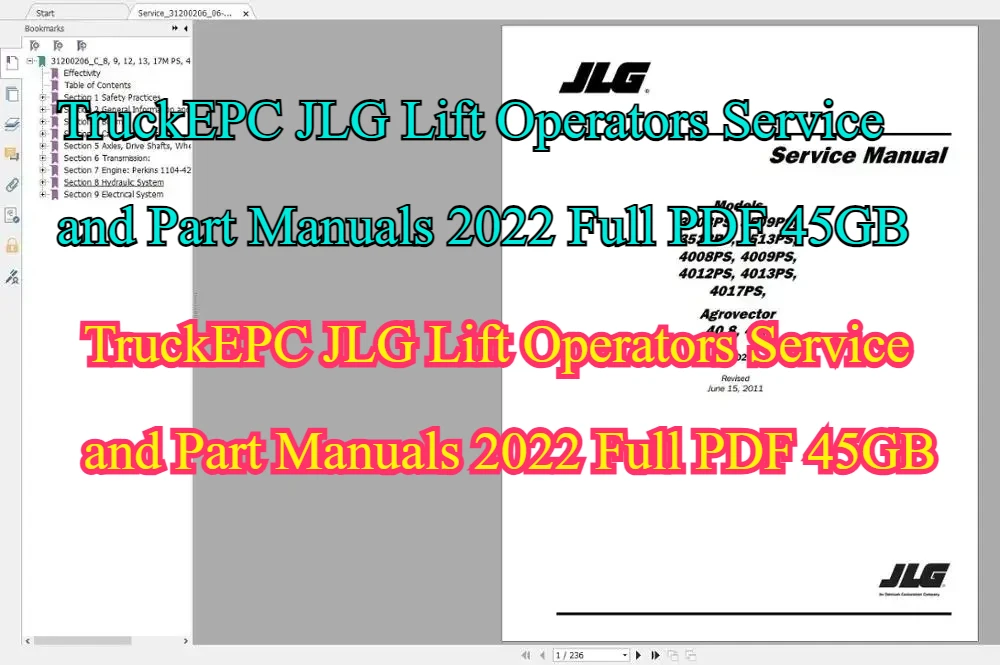 TruckEPC JLG Подъемные операции Сервисное обслуживание и руководство по деталью 2022 Полный PDF 45 ГБ
TruckEPC JLG Подъемные операции Сервисное обслуживание и руководство по деталью 2022 Полный PDF 45 ГБ