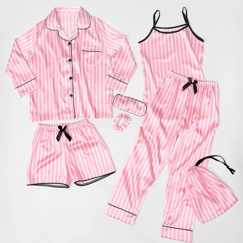 Kids Four Seasons Striped Silk Pajama Set 7PCS Comfortable Home Wear Simulation Silk Sleepwear
Kids Four Seasons Striped Silk Pajama Set 7PCS Comfortable Home Wear Simulation Silk Sleepwear