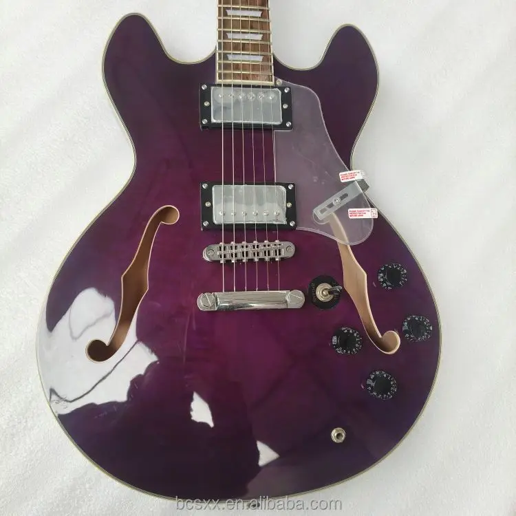 Hooqu Wholesale Custom Good Quality Maple Rosewood Fingerboard Maple Neck Jazz Semi Hollow Purple Electroacoustic Electric Guita
Hooqu Wholesale Custom Good Quality Maple Rosewood Fingerboard Maple Neck Jazz Semi Hollow Purple Electroacoustic Electric Guita