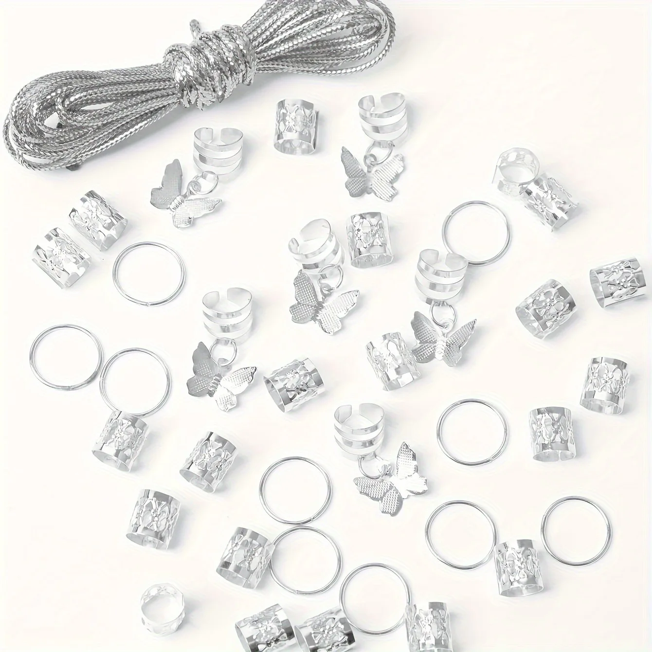 36pcs Hollow Dreadlock Rings Butterfly Design Hair Extension Loops Cuffs Set Afro Braid Accessory
36pcs Hollow Dreadlock Rings Butterfly Design Hair Extension Loops Cuffs Set Afro Braid Accessory