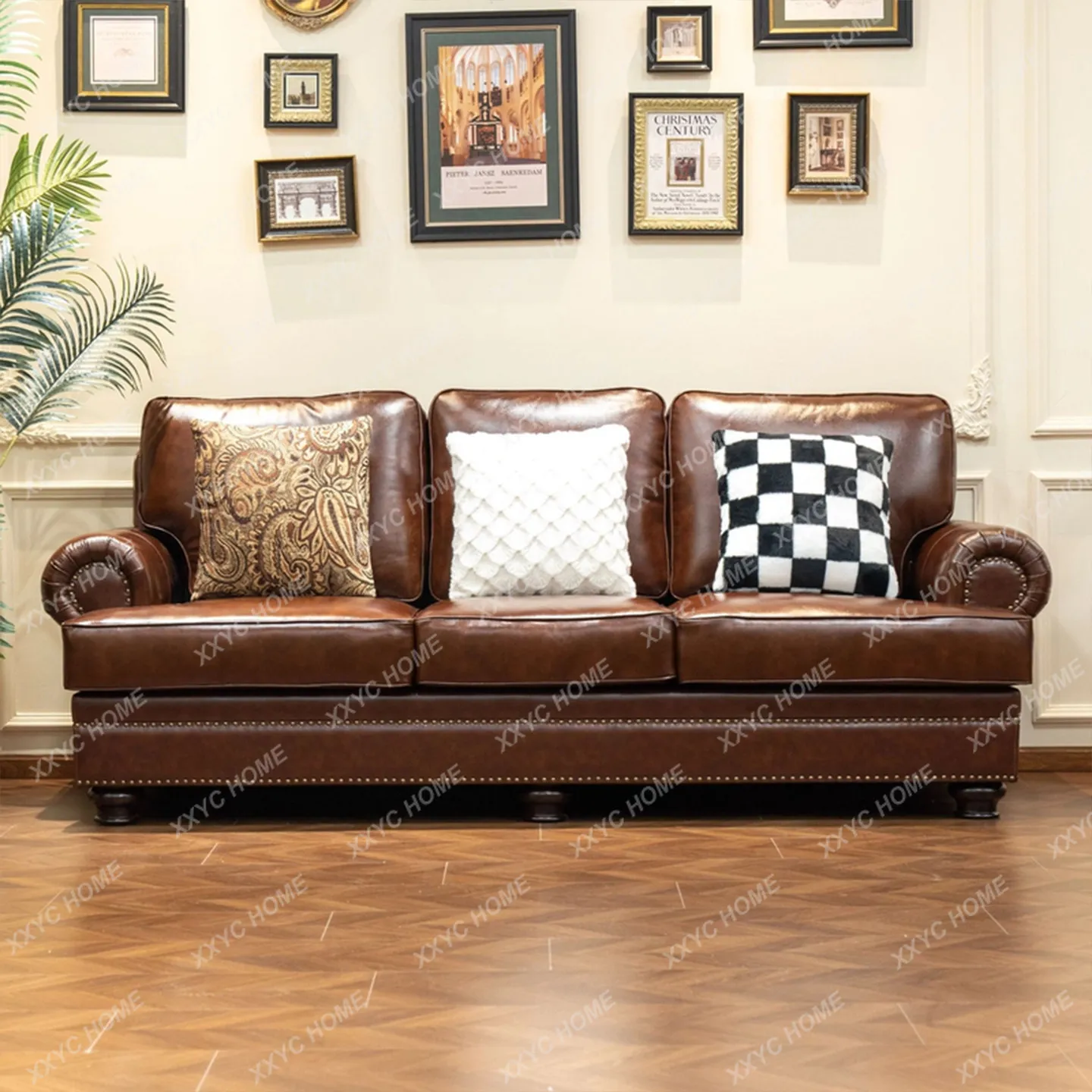 Genuine leather sofa classic style living room brown medieval color three-slot combination first layer cowhide
Genuine leather sofa classic style living room brown medieval color three-slot combination first layer cowhide