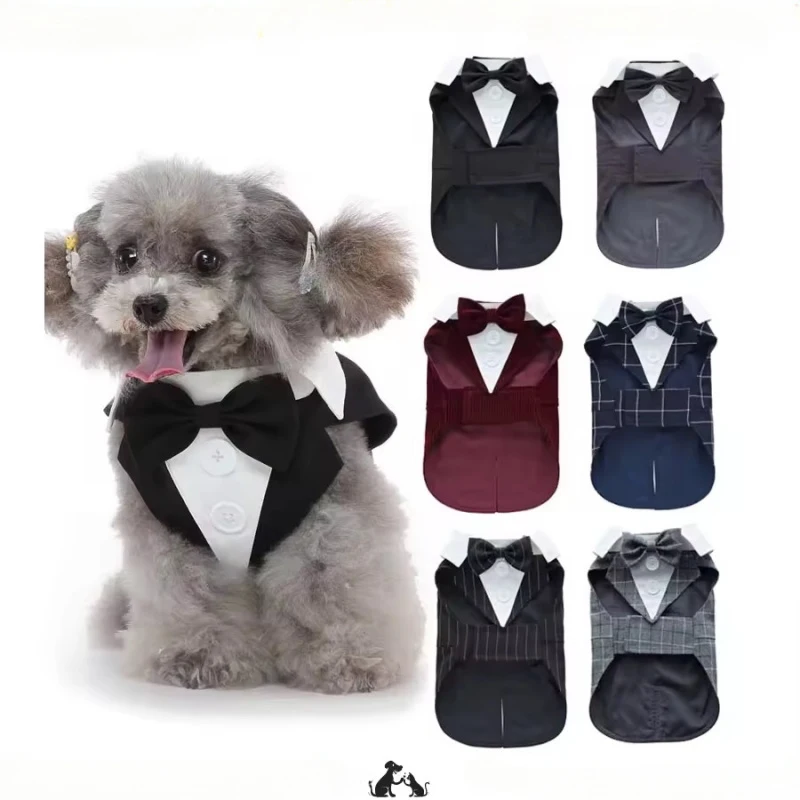 Dog Tuxedo Suit Gentleman Wedding Outfit Striped Formal Shirt Puppy Costume Party Clothes for Small Medium Dogs
Dog Tuxedo Suit Gentleman Wedding Outfit Striped Formal Shirt Puppy Costume Party Clothes for Small Medium Dogs