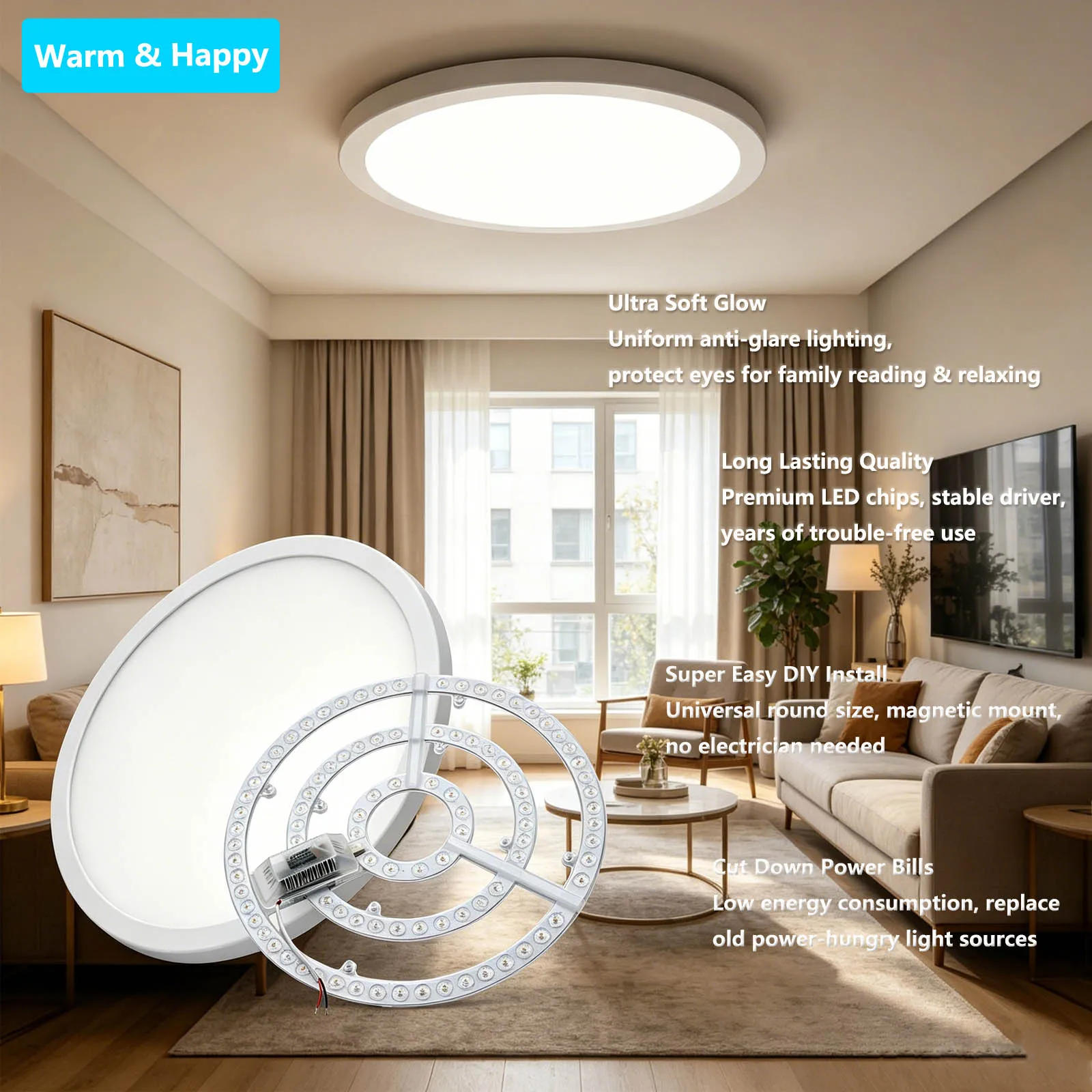 LED Panel Light 100W Replacement LED Module 220V Circular Light Accessory 3200K/4200K/6000K/ Three Color Dimming Ceiling Light
LED Panel Light 100W Replacement LED Module 220V Circular Light Accessory 3200K/4200K/6000K/ Three Color Dimming Ceiling Light