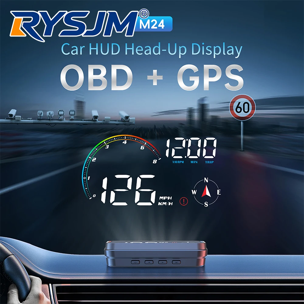 Автомобильный проекционный дисплей M24 (HUD) OBD+GPS: Умный цифровой спидометр, сигнализация превышения скорости, отображение оборотов двигателя, температуры воды, напряжения, времени, бортовой компьютер
Автомобильный проекционный дисплей M24 (HUD) OBD+GPS: Умный цифровой спидометр, сигнализация превышения скорости, отображение оборотов двигателя, температуры воды, напряжения, времени, бортовой компьютер