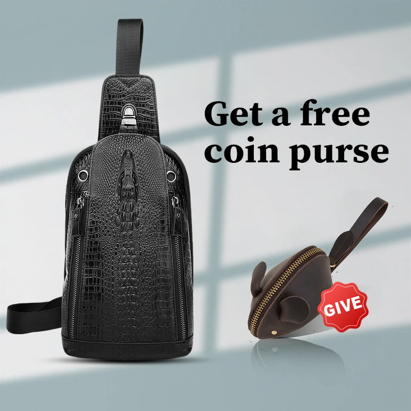 Мужская нагрудная сумка из натуральной кожи с узором крокодила, модная сумка через плечо большой вместимости на одно плечо, защита от кражи
Мужская нагрудная сумка из натуральной кожи с узором крокодила, модная сумка через плечо большой вместимости на одно плечо, защита от кражи