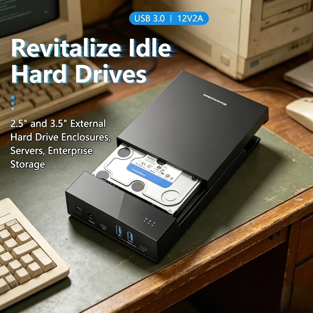 2.5/3.5 Inch HDD SSD Enclosure, USB 3.0 HUB Support, Up to 18TB, Type-C to SATA Adapter Hard Drive Case with 12V Power Adapter
2.5/3.5 Inch HDD SSD Enclosure, USB 3.0 HUB Support, Up to 18TB, Type-C to SATA Adapter Hard Drive Case with 12V Power Adapter