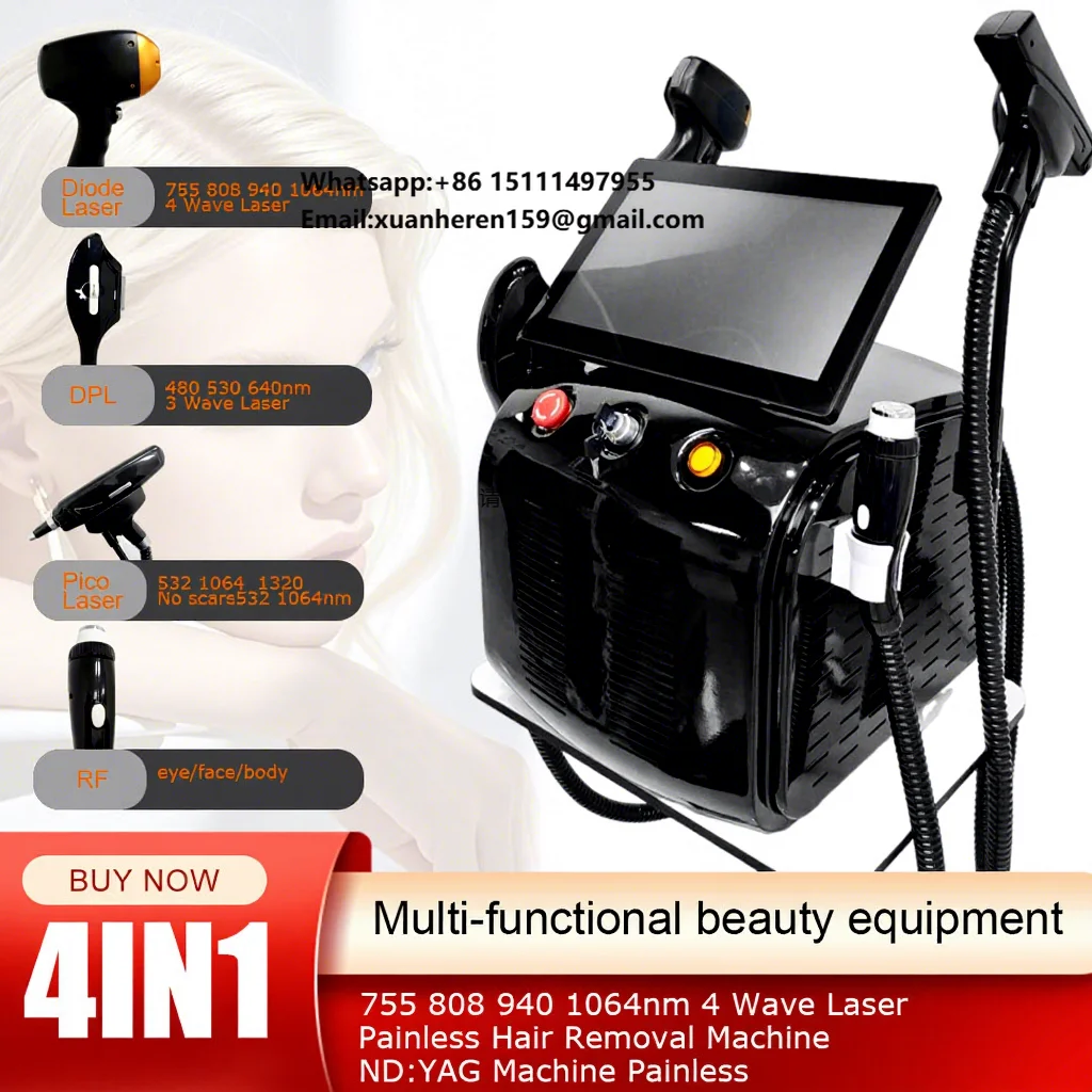 Portable 4 in 1soprano Ice Platinum Diode Lasr Hair Removal and Tattoo Removal Machine Skn Cooling Desktop Lasr Depilation
Portable 4 in 1soprano Ice Platinum Diode Lasr Hair Removal and Tattoo Removal Machine Skn Cooling Desktop Lasr Depilation