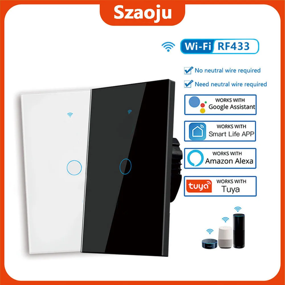 Works With Tuya APP US WiFi Smart Wall Switch RF433 1/2/3 Gang No Neutral Wire Touch Sensor LED Light Switches Smart Home Alexa
Works With Tuya APP US WiFi Smart Wall Switch RF433 1/2/3 Gang No Neutral Wire Touch Sensor LED Light Switches Smart Home Alexa