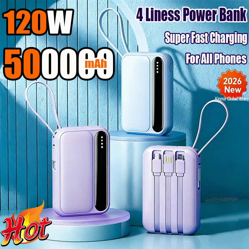 Портативный внешний аккумулятор 500000 мАч с большой емкостью, сверхбыстрой зарядкой и 4 встроенными кабелями для всех телефонов
Портативный внешний аккумулятор 500000 мАч с большой емкостью, сверхбыстрой зарядкой и 4 встроенными кабелями для всех телефонов