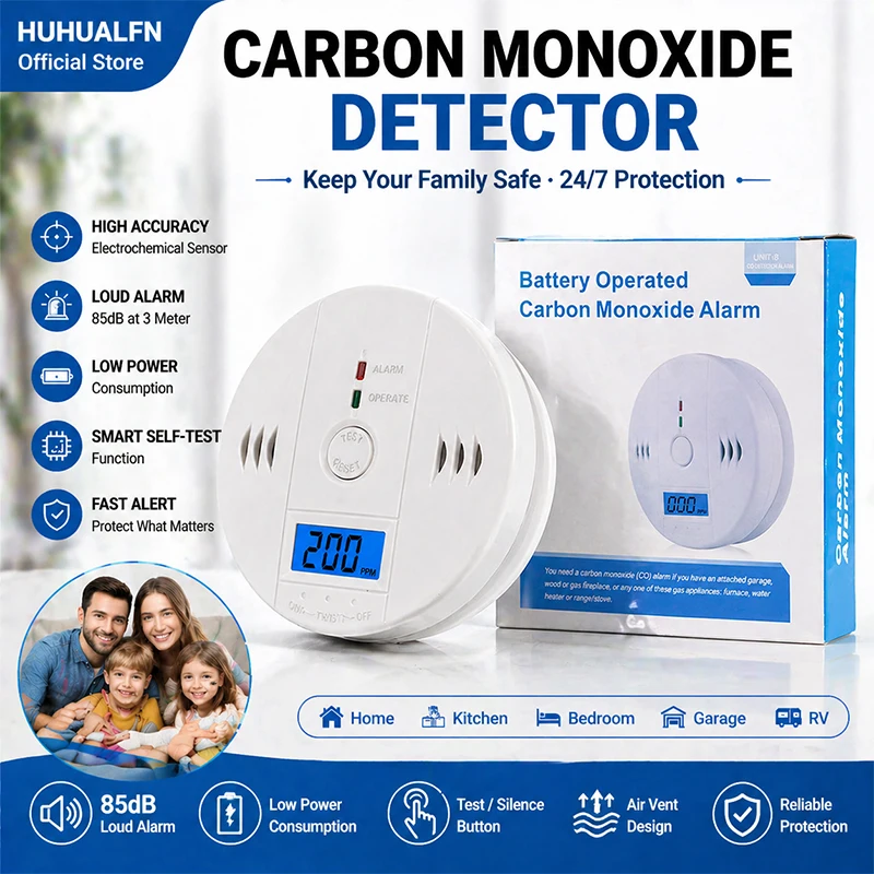Carbon Monoxide Detector, LCD Digital Display CO Alarm with 85dB Loud Alarm, Battery Powered High Accuracy CO Detector for Home
Carbon Monoxide Detector, LCD Digital Display CO Alarm with 85dB Loud Alarm, Battery Powered High Accuracy CO Detector for Home
