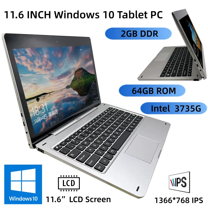 Планшет 11,6 дюйма с IPS-экраном 1366*768, Windows 10, с док-клавиатурой, 32-битный процессор 3735G, 2 ГБ ОЗУ + 64 ГБ ПЗУ, четырехъядерный, двойная камера, аккумулятор 9000 мАч, 1 порт HDMI
Планшет 11,6 дюйма с IPS-экраном 1366*768, Windows 10, с док-клавиатурой, 32-битный процессор 3735G, 2 ГБ ОЗУ + 64 ГБ ПЗУ, четырехъядерный, двойная камера, аккумулятор 9000 мАч, 1 порт HDMI