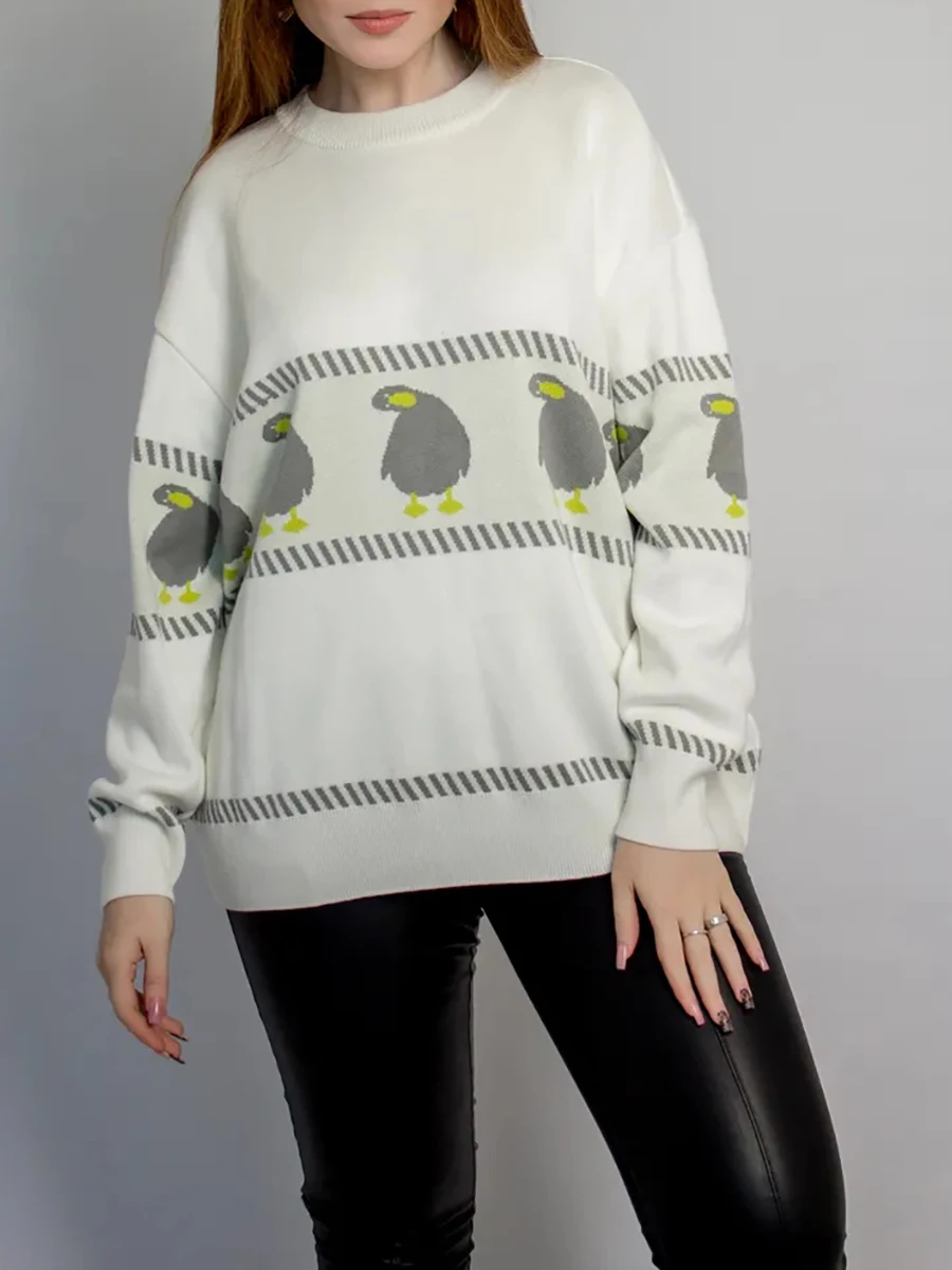 Women's Trendy 2024 Swan pattern Knitted Loose Sweater Women's Casual Winter Oversized Knit Pullover Sweater
Women's Trendy 2024 Swan pattern Knitted Loose Sweater Women's Casual Winter Oversized Knit Pullover Sweater