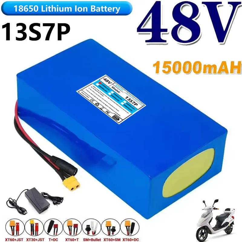 High capacity 48V 15Ah electric bike battery, 18650 13S7P lithium ion pack with BMS + 54.6V charger for electric scooter/e-bike
High capacity 48V 15Ah electric bike battery, 18650 13S7P lithium ion pack with BMS + 54.6V charger for electric scooter/e-bike