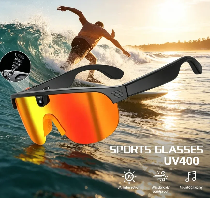 Bluetooth Call Music Sports Sunglasses, Men AI Cycling Smart Glasses Built-in Camera Video & Translation Function
Bluetooth Call Music Sports Sunglasses, Men AI Cycling Smart Glasses Built-in Camera Video & Translation Function