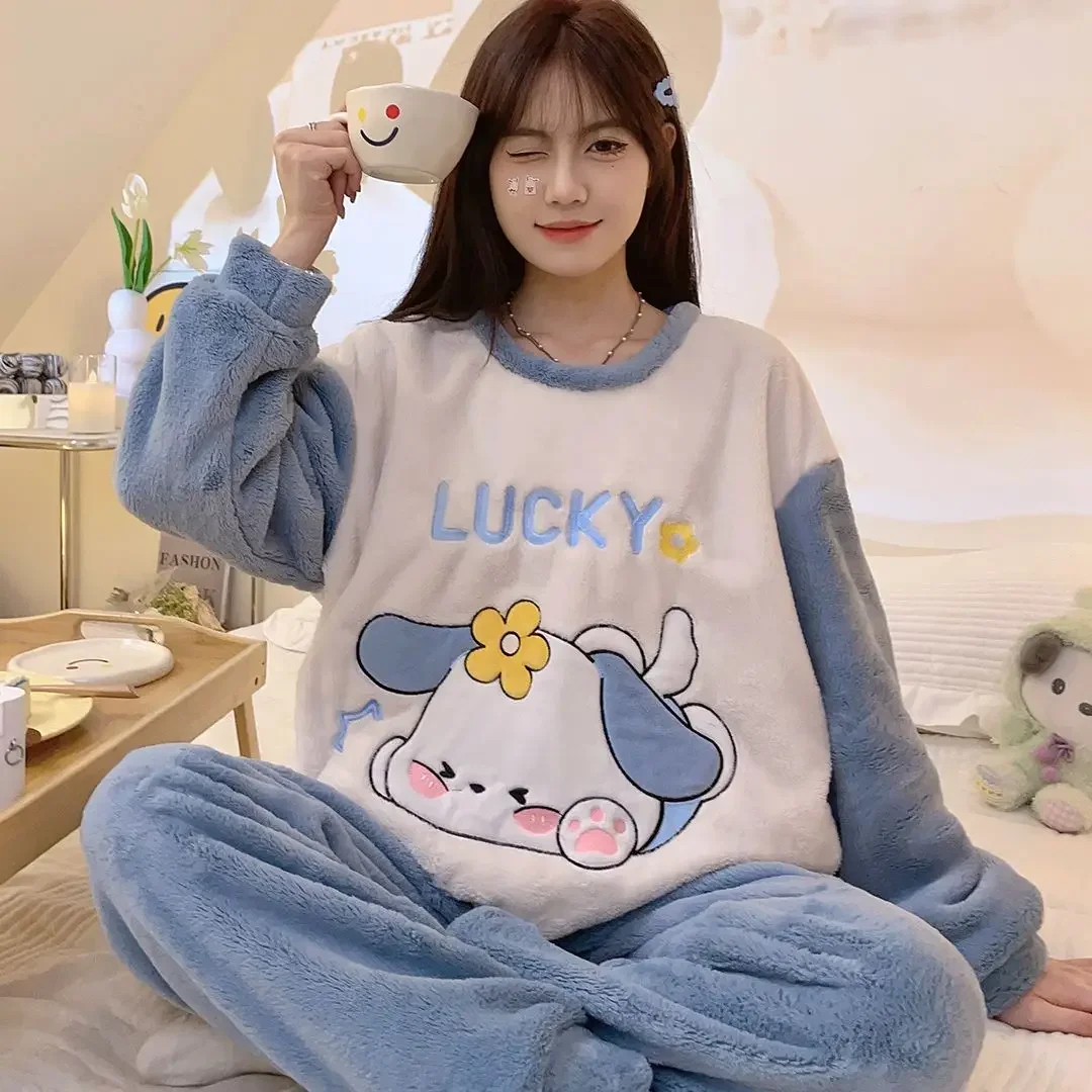 Sanrio Kawaii Pochacco Winter Thickened Pajamas Kuromi Anime Cartoon Fashion Exquisite Skin Friendly Loose Flannel Home Wear Set
Sanrio Kawaii Pochacco Winter Thickened Pajamas Kuromi Anime Cartoon Fashion Exquisite Skin Friendly Loose Flannel Home Wear Set