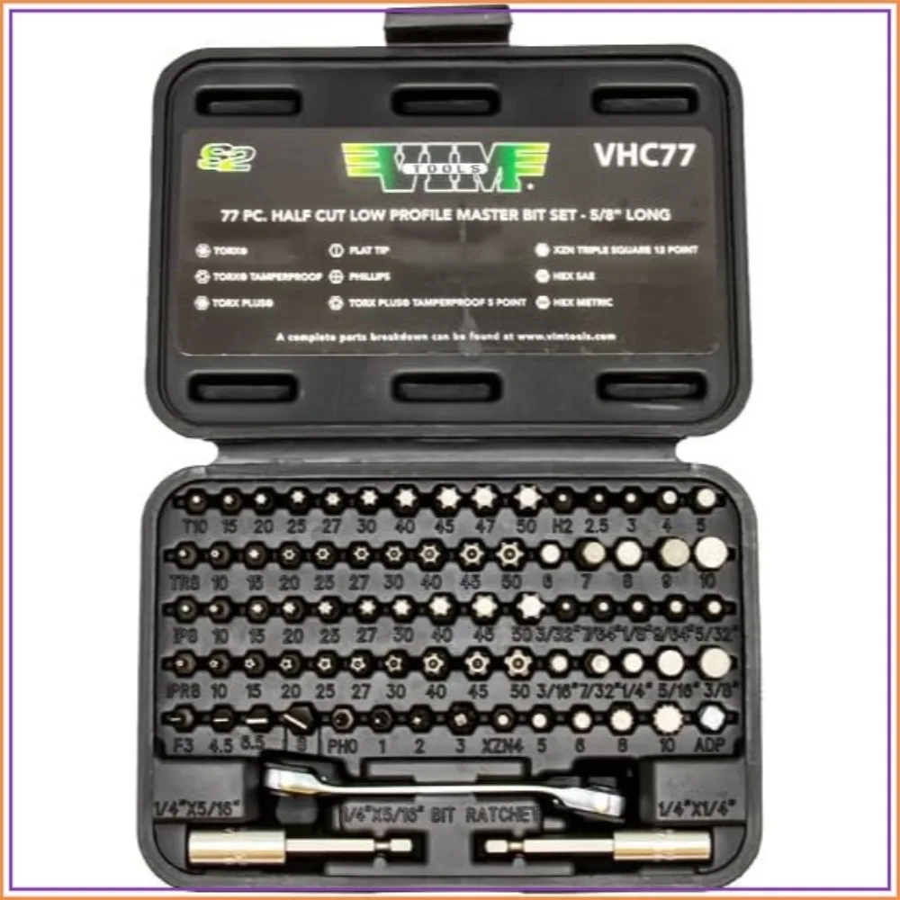 77-Piece Half Cut Stubby Bit Set, 3.17mm Shank, Impact Ready
77-Piece Half Cut Stubby Bit Set, 3.17mm Shank, Impact Ready